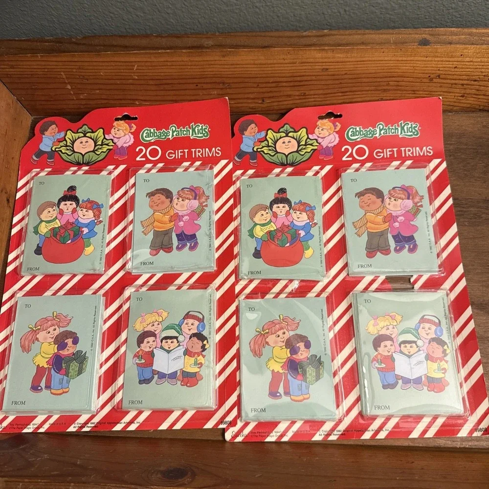 Vintage Cabbage Patch Kids Christmas Gift Tags Lot 2 Sealed 1992 Eureka Holiday